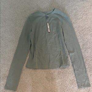 SKIMS Long Sleeve Top in Light Olive Green